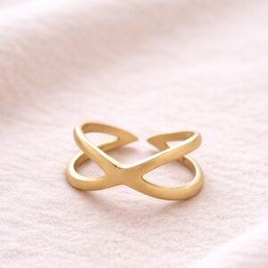 Gold Infinity X Ring • Minimalist Adjustable Band • Matte Finish